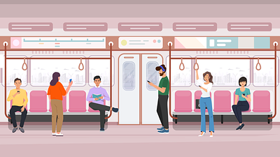 Inside Subway Scenes Character Illustration design graphic design illustration vector