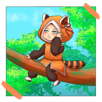 Red Panda Chibi's Character character design chibi graphic design illustration red panda tree
