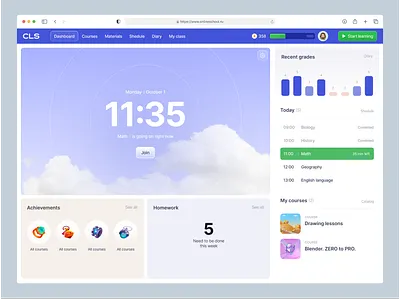 Online school dashboard design concept dashboard design designlover graphic design inspiration minimal platform typography ui uiinspiration userinterface ux web webdesign website webui