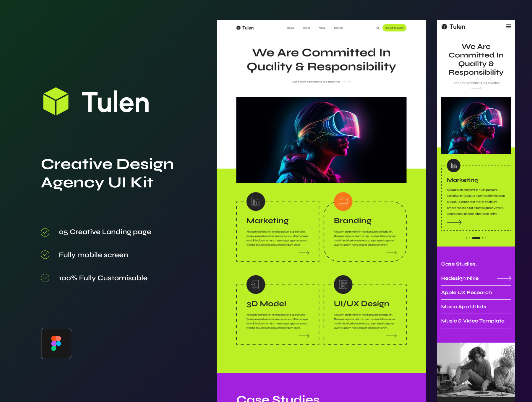 Tulen_Creative Design Agency UI Kit agency app design business creative landing page creative website design figma landing page landingpage design mobile ui uikits web website