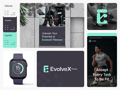 EvolveX Fitness - Branding brand identity branding brochure business card design dipa inhouse fitness flyer graphic design gym identity industry lettering logo minimal poster sport type typography vector