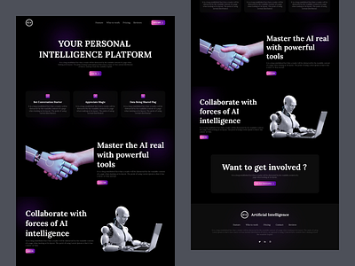 AI (Artificial Intelligence) Landing Page 🤖 3d 999watt abstract artificial intellligence character dark mode dribbble homepage machine learning ui design ux design web