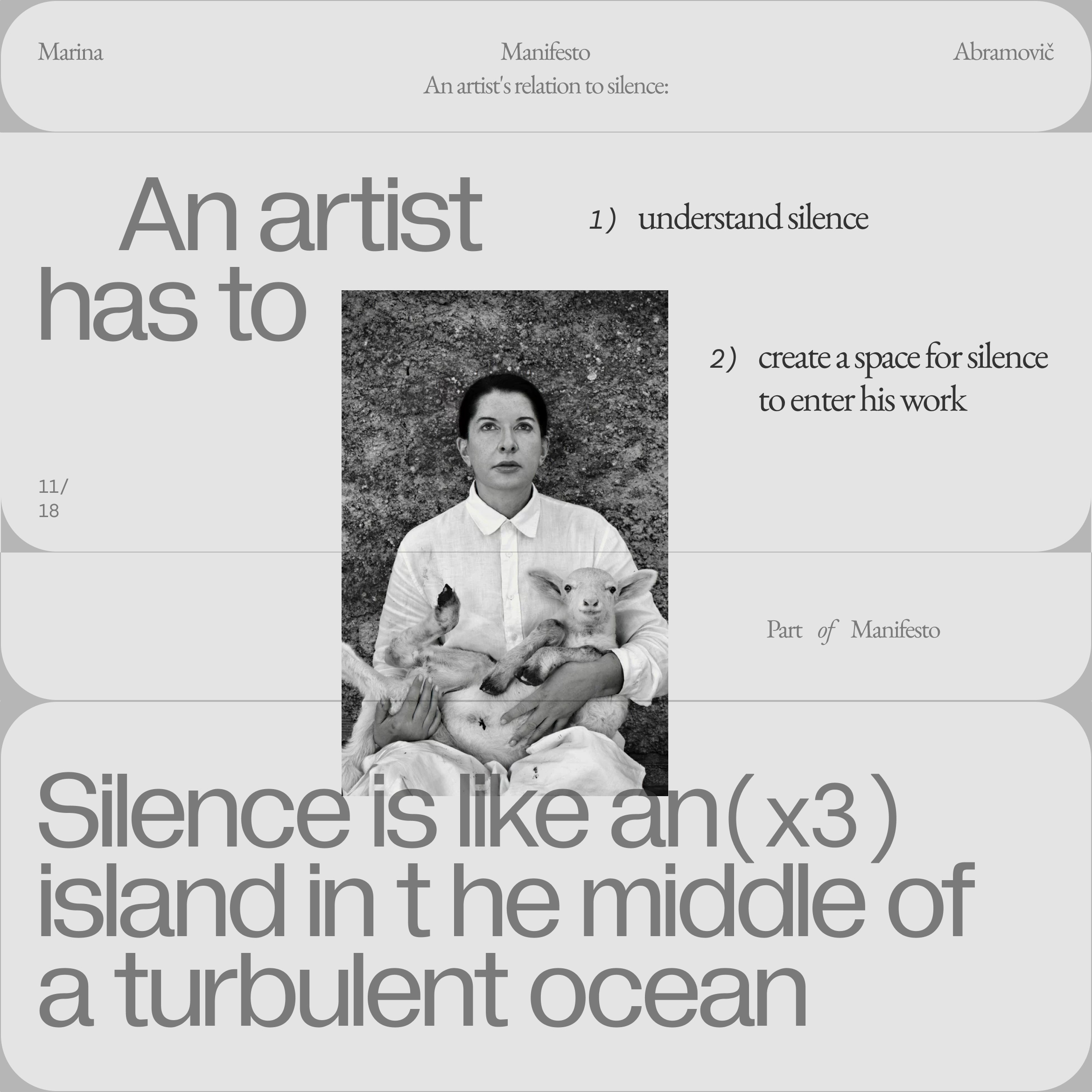 (5) Parts of Manifesto by Marina Abramovič abramovic layout manifesto typography