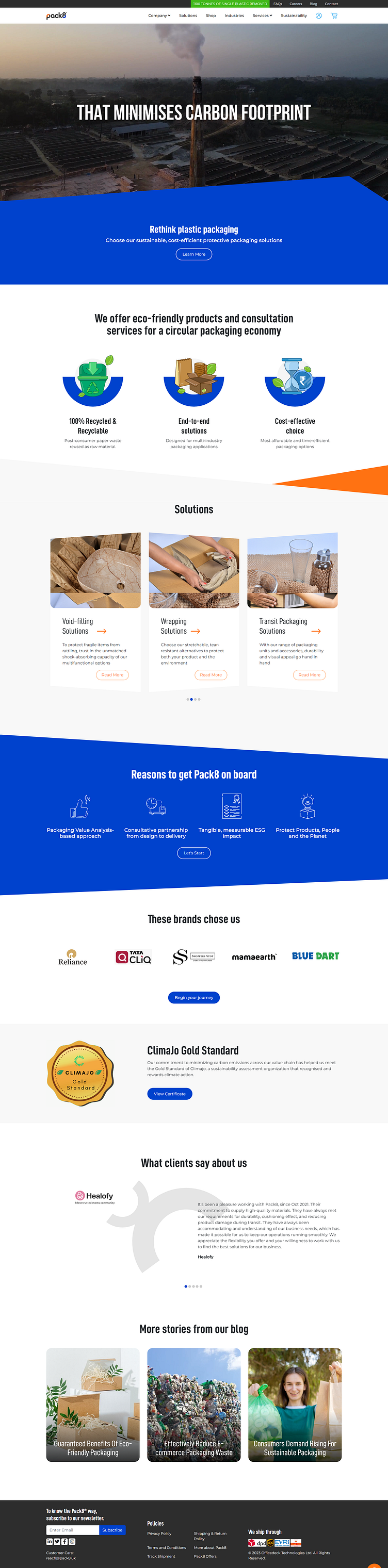 Sustainable Packaging site Pack8.uk by Pack8 UK on Dribbble