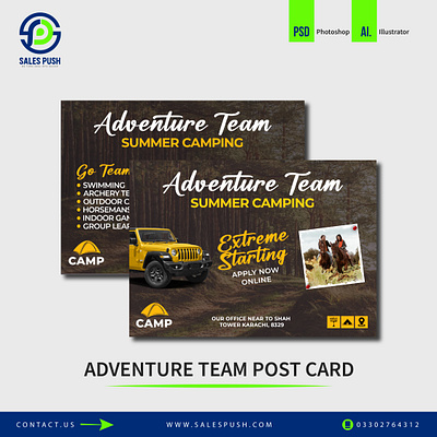 ADVENTURE TEAM POSTCARD adobe photoshop adventure postcard branding flyers graphic design illustrator marketing advertaising post postcard postcard design postcards social media social media post vector