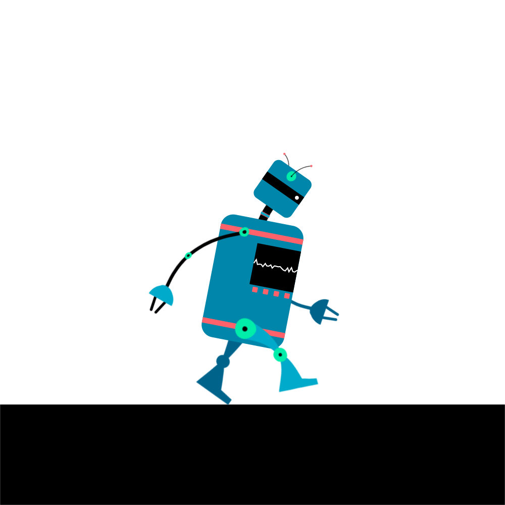 Cartoon robot walking animation art design funny graphic design illustration seamless smart technology