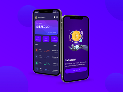 SafeWallet - Crypto Wallet binance bitcoin crypto cryptowallet ethereum firstshot landing page metamask mobile nft trade ui wallet