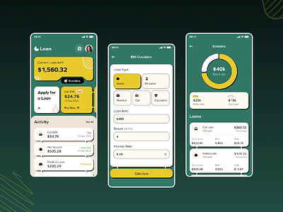 Online Loan Apps - Digital Fintech Mobile UI Design animation banking credit card digital banking e wallet finance financial financial calculator fintech home loan loan loan calculator loan mobile app loan planner mobile app mobile banking mortgage mobile app online loan app personal loan app transaction