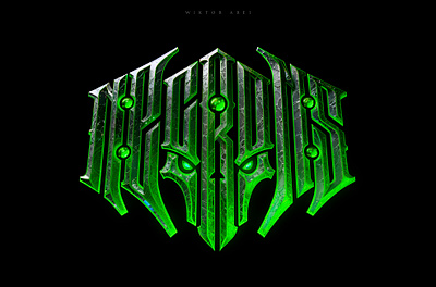 Necrons 3d branding design game graphic design high style illustration lettering logo logotype necrons typography warhammer