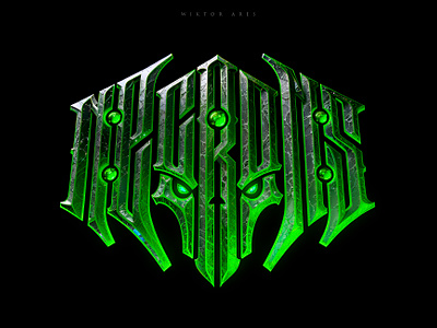 Necrons 3d branding design game graphic design high style illustration lettering logo logotype necrons typography warhammer