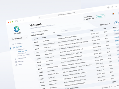 Dashboad design for Datman banking dashboard fintech landing page ui uidesign ux