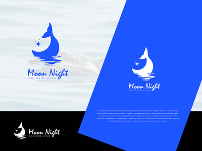 Moon night dolphin show logo. Sea dolphin with moon logo dolphin logo design logo idea logo maker logo media logo shop moon night