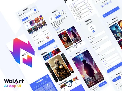 WalArt AI - App UI/UX Design ai app art design figma graphic design illustration layout logo ui ux walart