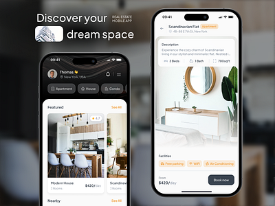 Unlock Your Dream Home with Our Real Estate Mobile App! 🏡 design home mobile mobile app real estate ui ux web design webmarc
