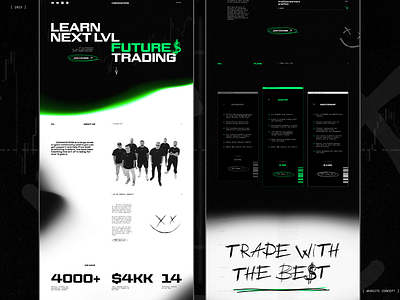 COINMASTERS ✦ Crypto trading course landing crypto futures gradient green landingpage trading webdesign wowdesign