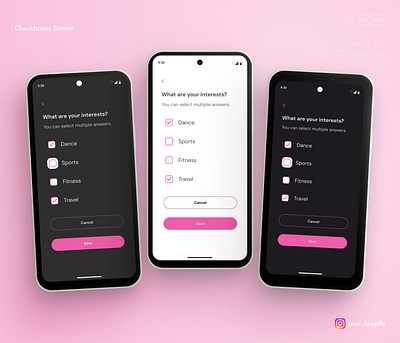 Checkboxes screen | Daily UI Challenge # 32/90 ui design ux design uxui designer