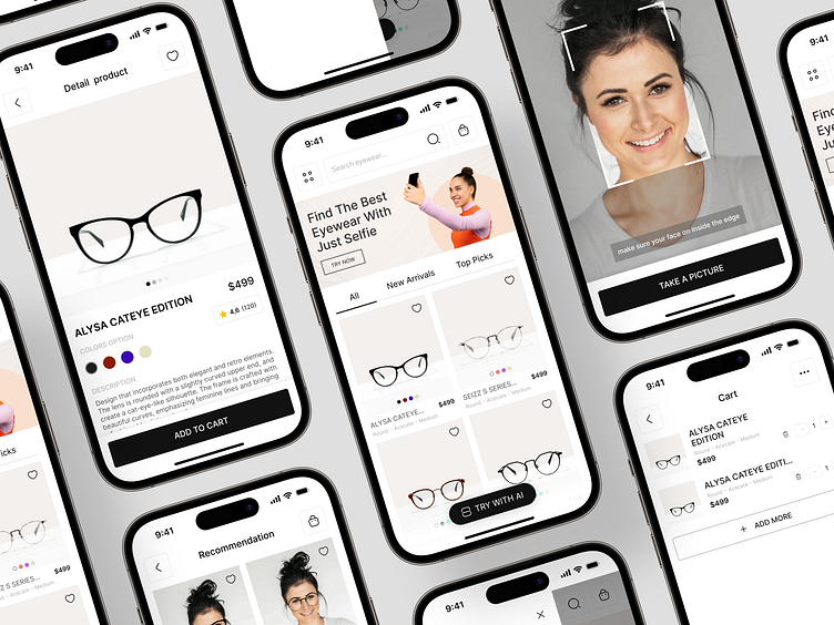 Eyeglass Eyewear AI Mobile App by Adhitya Putra for Hatypo Studio on