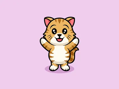Orange Cat Cute Cartoon Illustration animals cartoon cat catwalk cute everywhere happy illustration orange smile