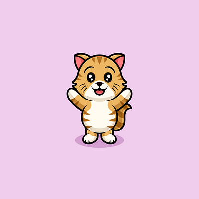 Orange Cat Cute Cartoon Illustration animals cartoon cat catwalk cute everywhere happy illustration orange smile