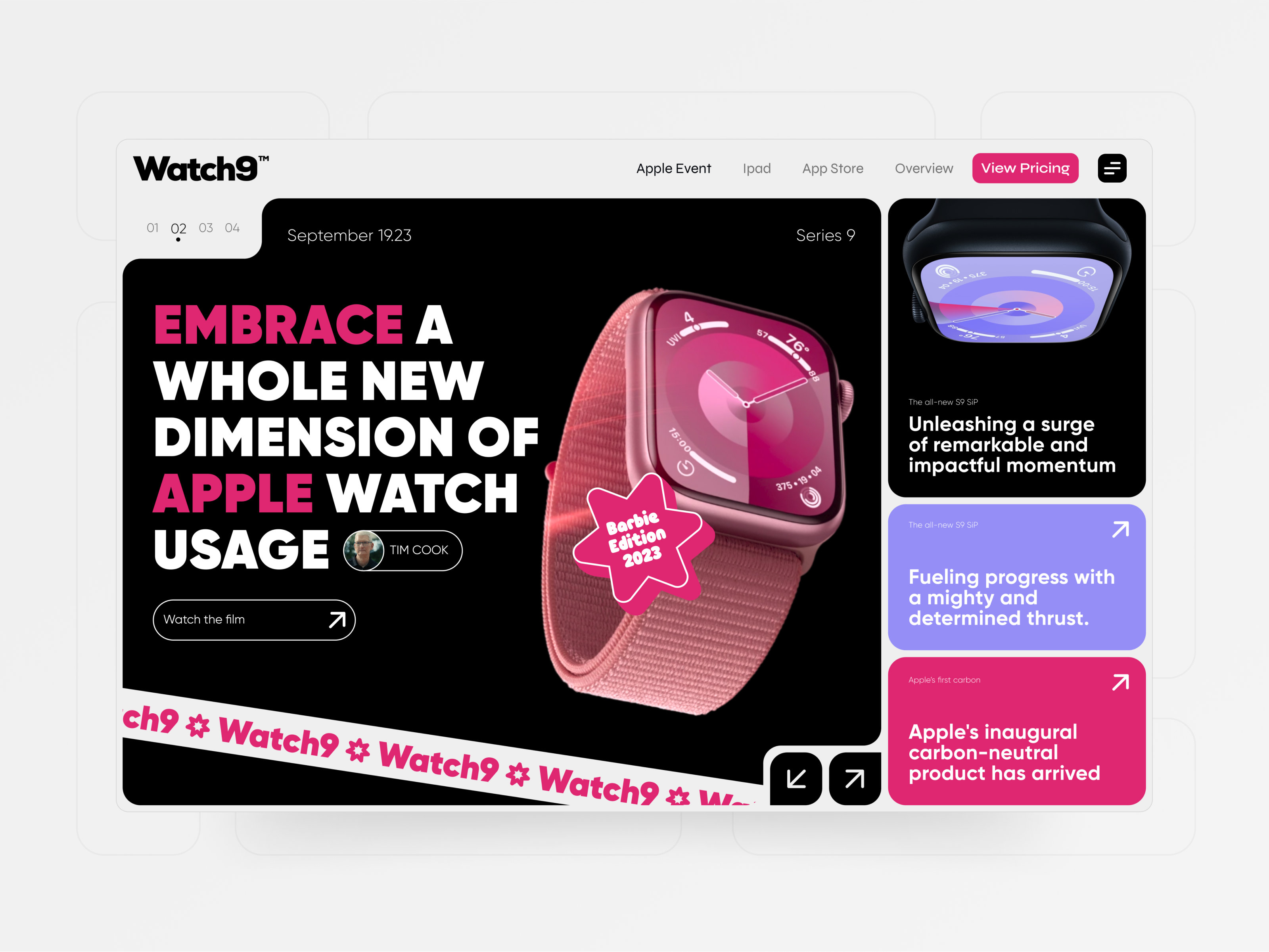 Watch 9 - Barbie Edition Banner News app apple banner barbie branding design iwatch banner pink ui ux watch web website