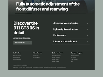 Porsche GT3 RS website footer animation branding car car design car site design footer graphic design interface landingpage logo motion graphics porsche ui ui design ux