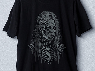 Zombie Woman adobe illustrator artwork dark death design digital art drawing horror portrait skull t shirt design woman woman skull zombie zombie woman