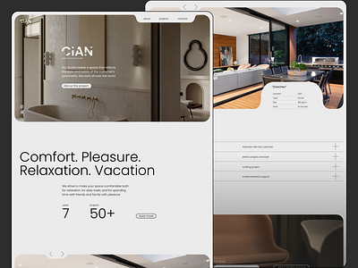 Website of interior studio e commerce interior studio landing page site ui uiux web design web designer