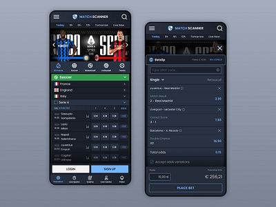 Match Scanner - Sportsbook app app design app ui app ui ux concept design figma gambling igaming motion graphics sportsbook ui ui design ux visual design