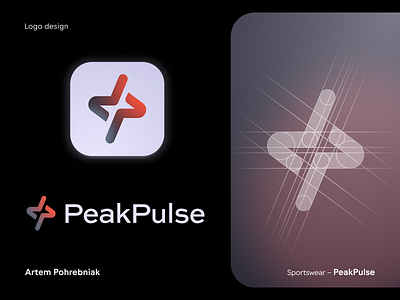 Sportwear brand – PeakPulse app brand branding burn design dynamic grid icon identity logo minimal modern p peak pulse sport sportswear ui volume wear