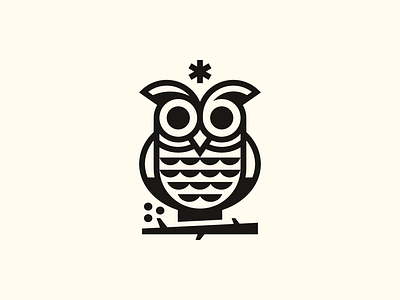 6wl 6 animal bird black and white branch brand brand mark branding design flat design geometric design geometry graphic design logo mark minimalism owl six star vector