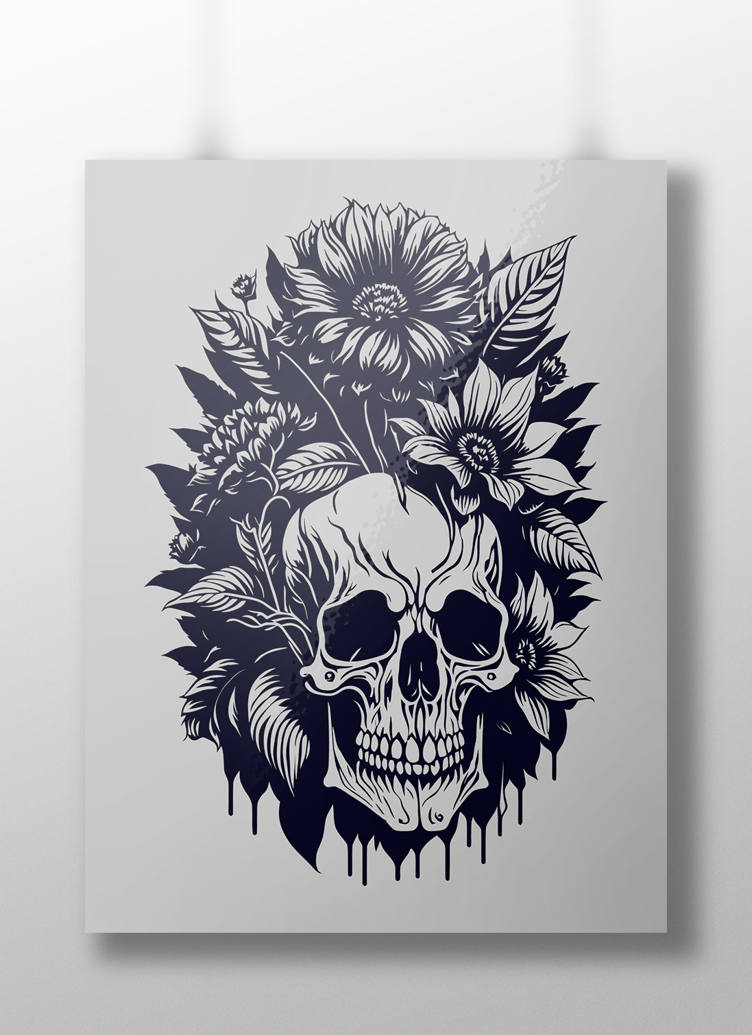 Skull Flower adobe illustrator artwork design digital art drawing flower portrait rose flower skull skull flower skull head skull rose skulls t shirt design