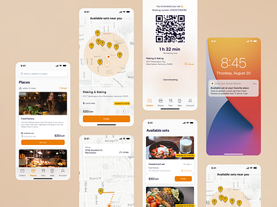 Food self-pickup service app delivery design food interface map mobile ui
