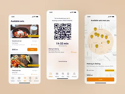 Food self-pickup service app delivery design food interface mobile ui