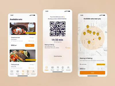 Food self-pickup service app delivery design food interface mobile ui