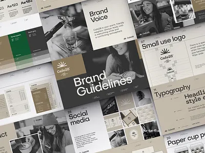 Coffee Shop Brand Guidelines app brand identity branding coffee color palette corporate identity graphic design guidelines logotype manual menu mockup packaging presentation proposal social media template typography ui ux