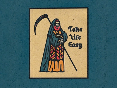 Take Life Easy artifact bazaar death gravestone grim reaper halloween halloween tattoo headstone illustration line art line art tattoo minimal illustration monoline october country take life easy tattoo design tattoo inspiration tattoo line art texture tshirt design