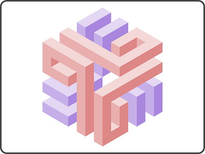 3D Isometric Cube Illustration Vector Pink Purple 3d cube design element graphic design illustration impossible isometric logo pink purple vector