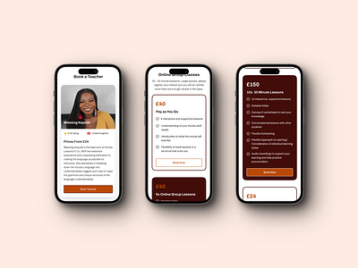 YorubaLessons Teacher/Lesson Booking booking design edtech teacher teaching ui ux web