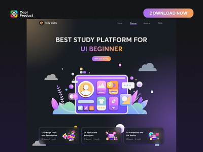 Education Landing Page - Dark mode dark mode design education landing page edutech hero section landing page ui ui design ui ux web ui design website