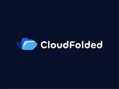 cloud + folder logo blue bold type cloud crm crm logo deep blue flat folder illustrator logo logo design monochromatic rounded