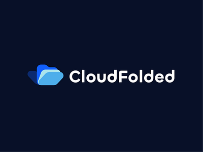 cloud + folder logo blue bold type cloud crm crm logo deep blue flat folder illustrator logo logo design monochromatic rounded