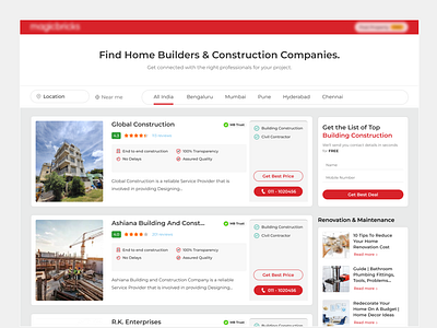 Construction Company Listing Page ui