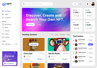 NFT Dashboard 3d branding graphic design ui