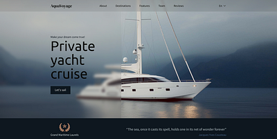 Landing page for yacht cruise cruise design figma graphic design landing landing page ui ux uxui website yacht tour