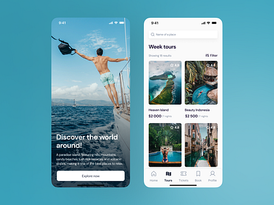 Travel tour service app booking design interface mobile tour travel ui