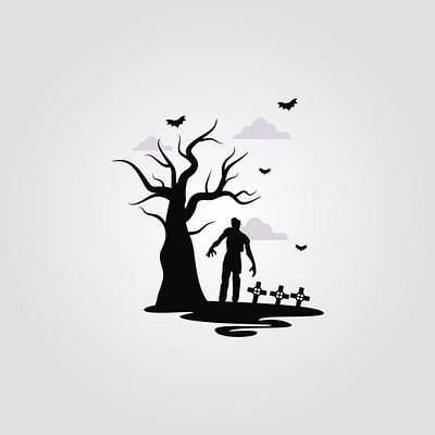 Tree with zombie halloween logo animation brand identity branding company design graphic design illustration logo logo design minimalist modern ui