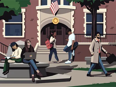 LetMeSpeak Illustration academy art campus classes education english flat glasses graphic design illustration illustrator learning people professor smile student studies university