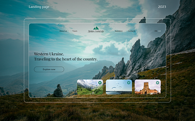 First screen of the landing page for tours in Western Ukraine bustours figma illustration landing screen tourism traveldesign uiux web design web designer