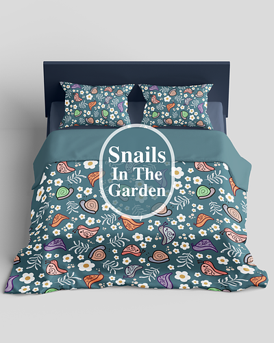 Snails in the garden pattern bedding design fabric graphic design illustration patterns surface pattern textile