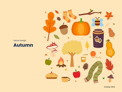 Vector Design - Autumn Elements 🍂🍂 animation autumn design elements food graphic design icon illustration logo motion graphics orange set ui vector
